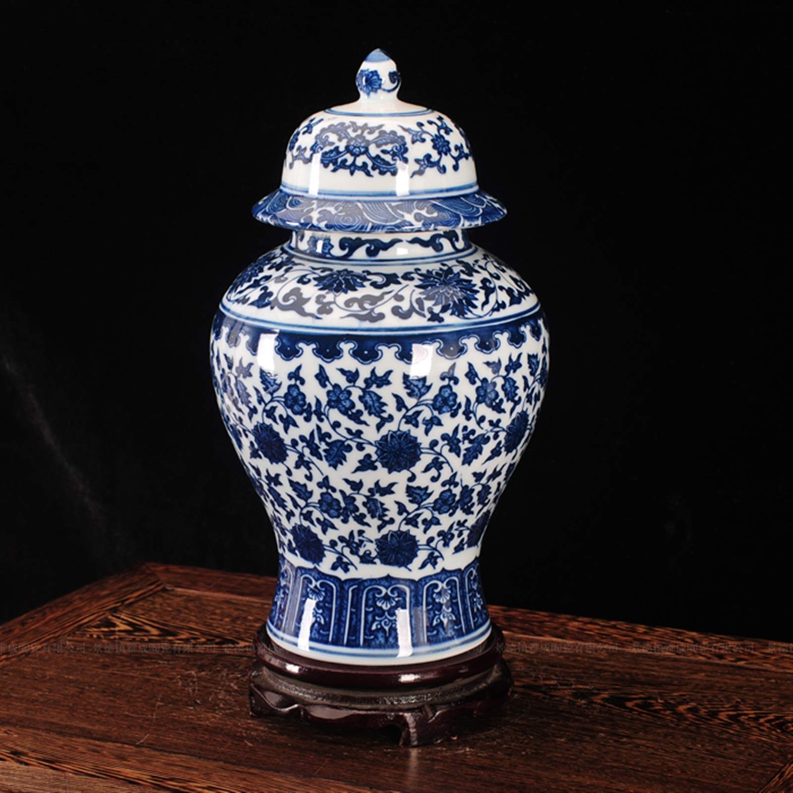 Wohnzimmerdekoration Vase Jingdezhen Keramikglas Antike Ornament, Blau und Weiß TV-Schrank Allgemeiner Handwerk Dekorative Vase Vase (Size : Large)