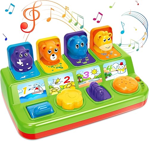 Juguetes musicales emergentes de causa y efecto con luz y música para niños de 1 a 3 años, juguete interactivo para bebés con sonidos de animales,