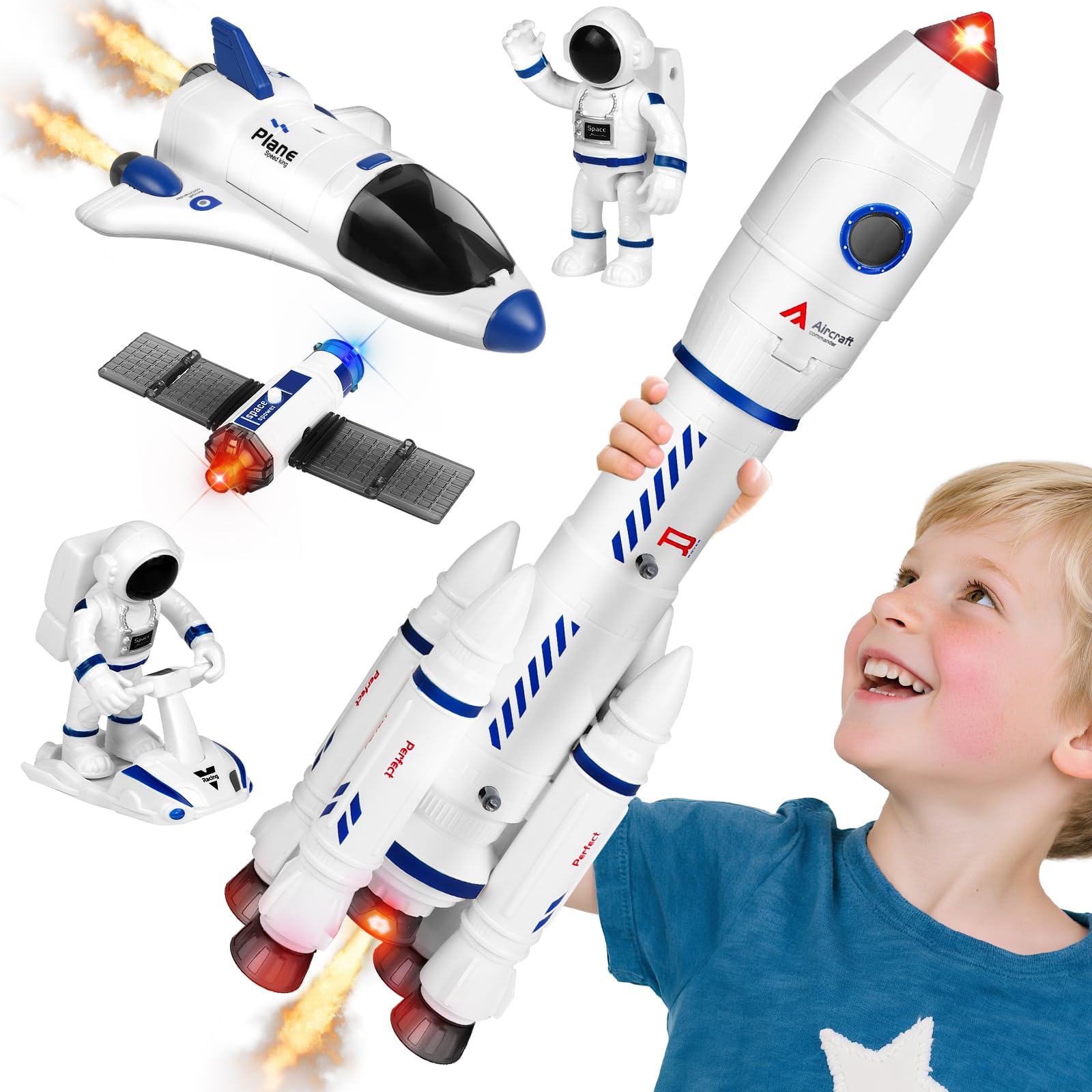 Juguete de Cohete Espacial para niños, de Transbordador para de 3, 4, 5, 6, 7 y 8 años, de Cohete Espacial de Regalo para y niñas.