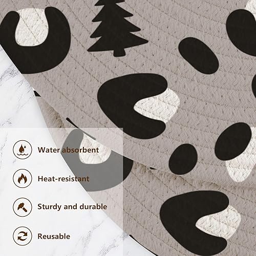 Miniatura 3 de 3 Pcs Trivet Table Runner Christmas Leopard Pattern Camouflage for Hot Dishes 15in Cotton Thread Weave Absorb Water Hot Pan Holder for Stove Dish Mat