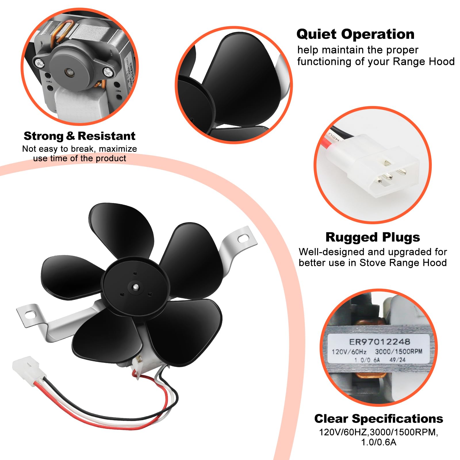 97012248 - Motor de ventilador de campana compatible con BP17 AP4527731 97012248 99080492