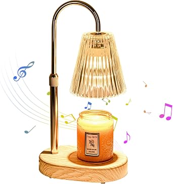 Candle Warmer Lamp with Bluetooth Speaker, Electric Candle Lamp Warmer with Timer,Dimmable Wax Melt Warmer with 2 Bulbs,Suitable for Yoga, Bathing, Parties,Birthday Gifts