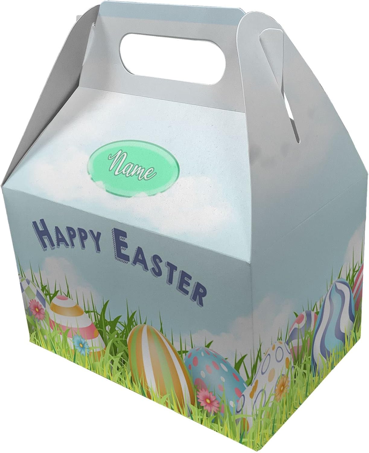 Personalised Easter Egg Hunt Baskets Treat Box for Kids Children Cardboard Happy Easter