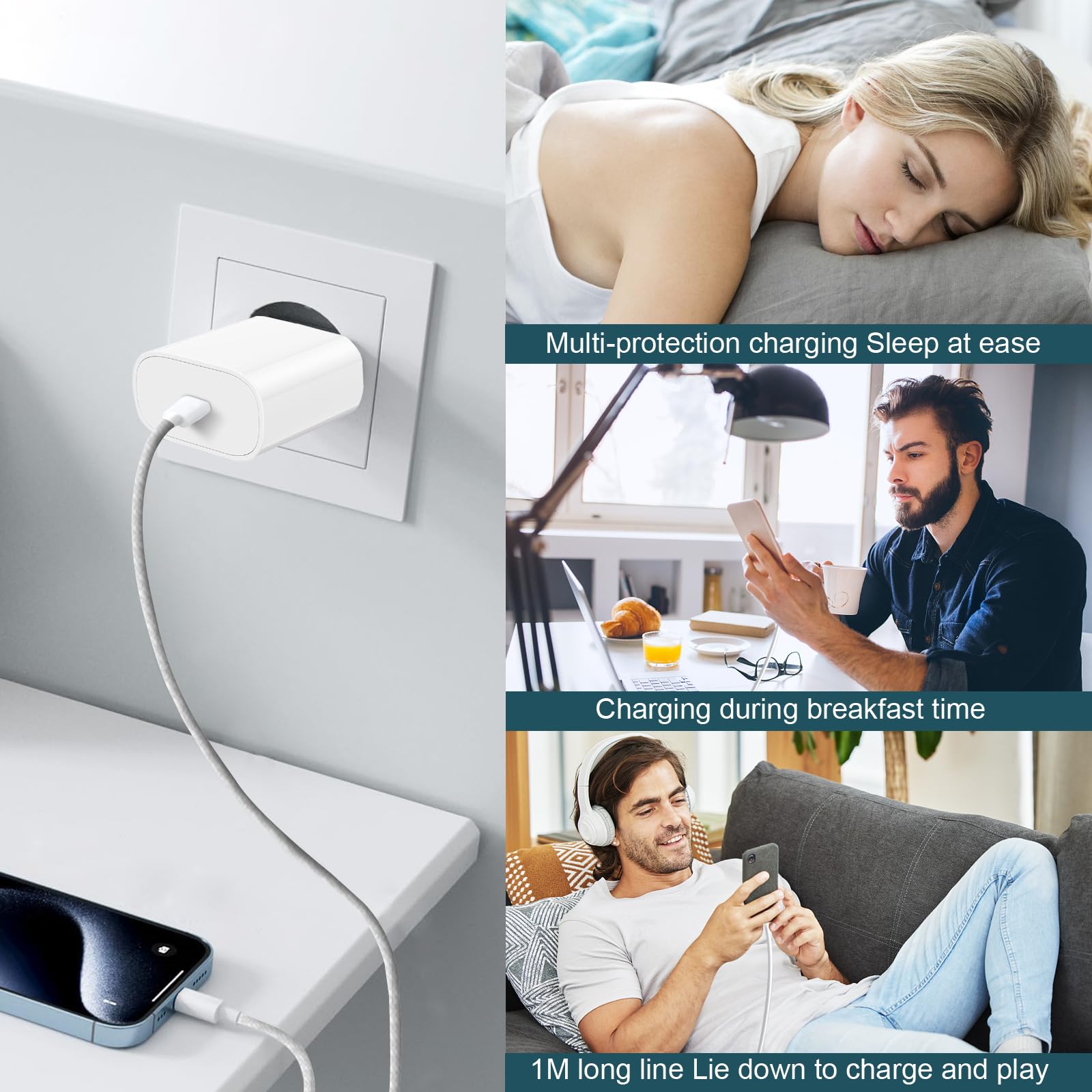 Cavo di ricarica originale per iPad con alimentatore USB C, 25 W caricatore per iPad caricatore rapido, cavo di ricarica Apple originale per iPhone 17 per iPad Pro 12.9/11 2018~2022/iPad Pro/Mini 6