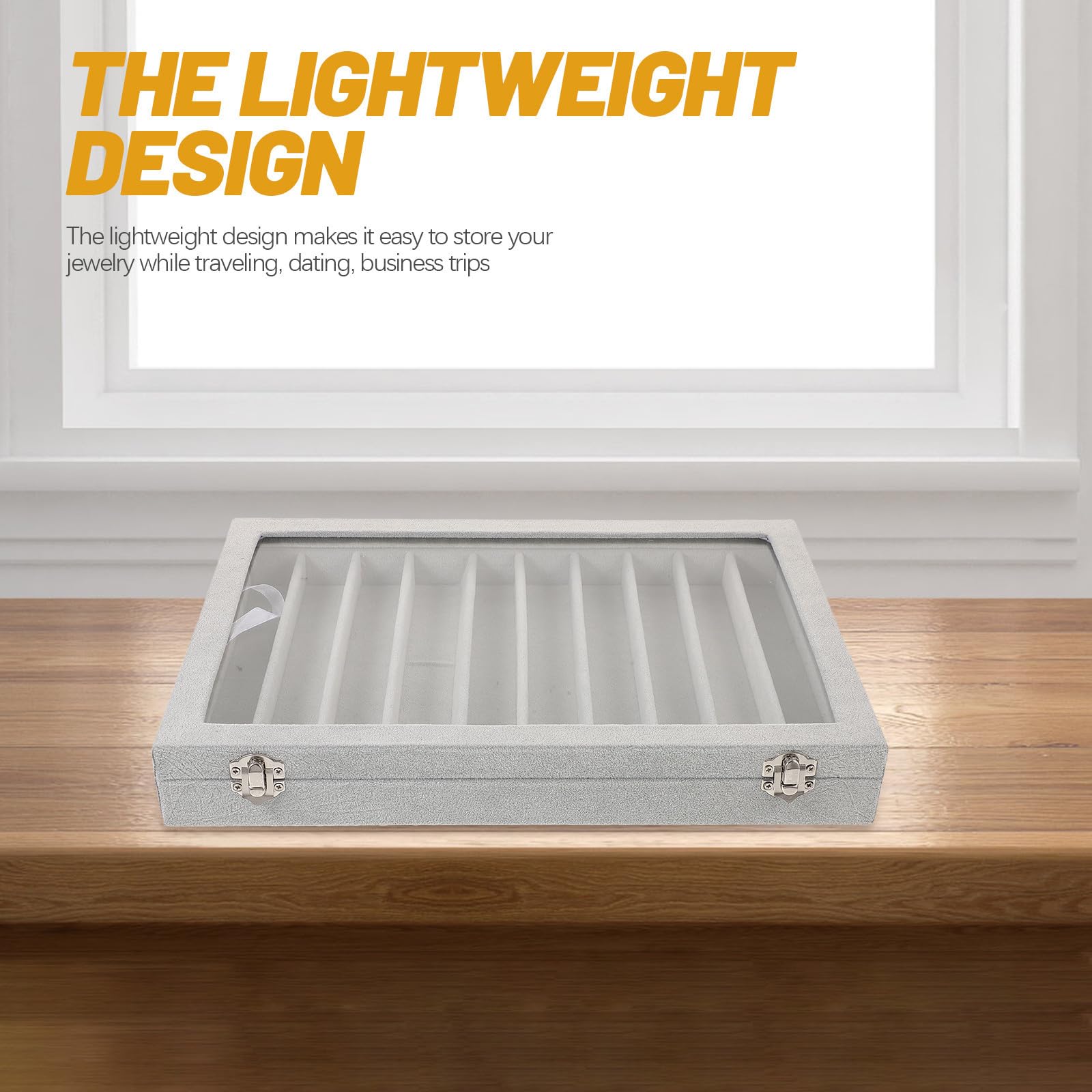 Caja de Joyas Transparente de 10 Compartimentos para Collares y Anillos