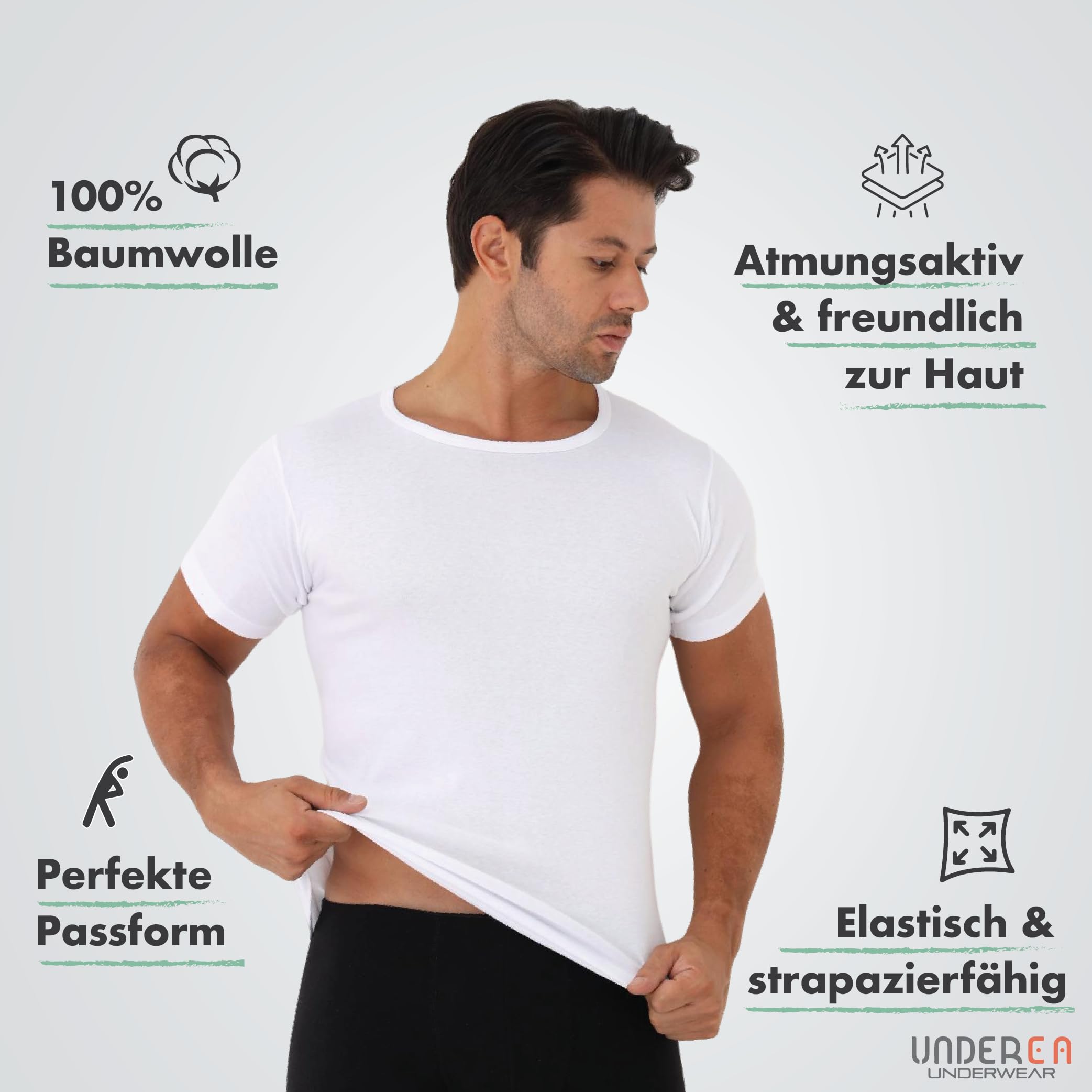 Unterhemd Herren, 100% Baumwolle, Rundhals Business Kurzarm Unterziehshirt | 2er Pack Herren Unterhemden Weiss | Atmungsaktiv & Weich Tank Top Herren