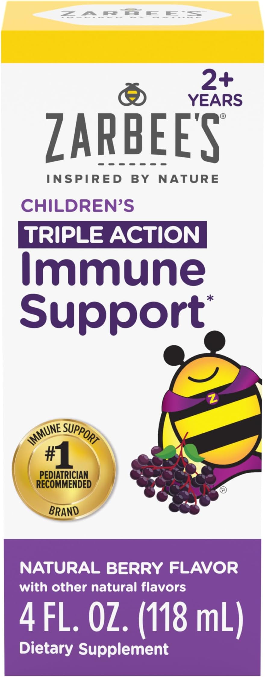 Zarbee's Kids Triple Action Elderberry Immune Support Syrup, 4 fl oz