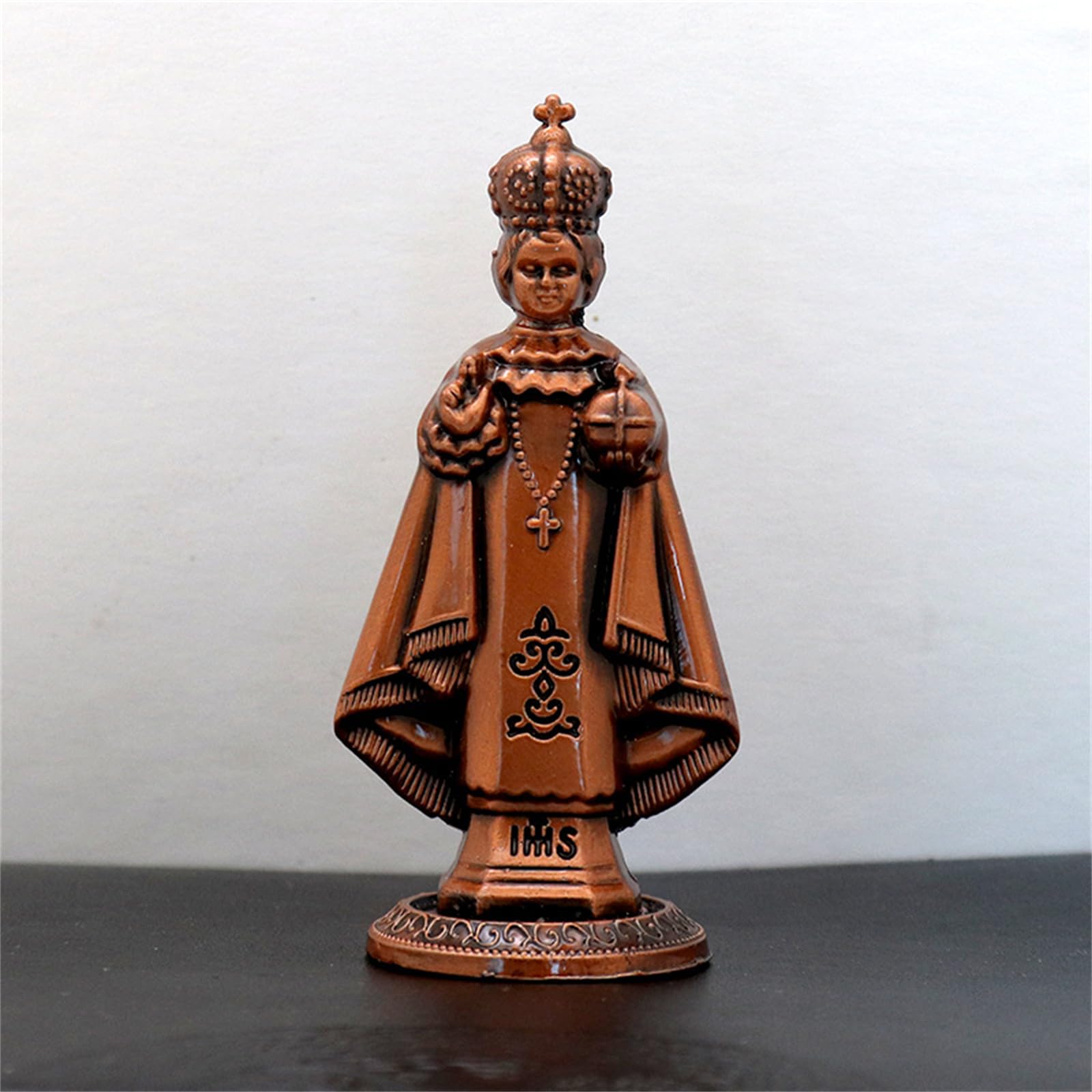 アンティーク雑貨 Small old religious statue. XBOKA Vintage Antique Metal Standing Figurine Catholic Miniature