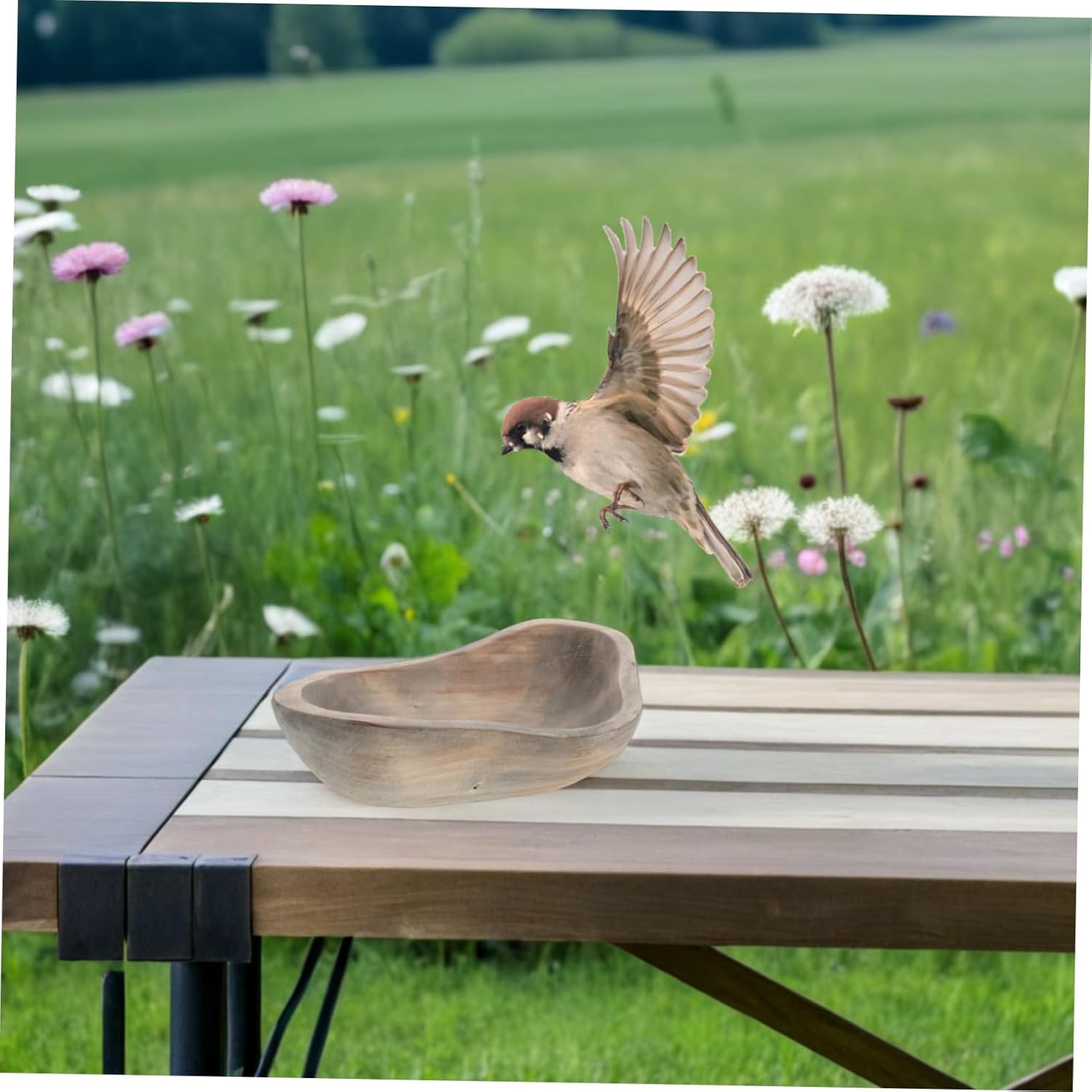 ORFOFE Watering Station Natural Wooden Butterfly Feeder Hummingbird Bath for Outdoor Garden Decor Weather-Resistant Puddler for Birds and Wildlife Rustic Design for Courtyard Use