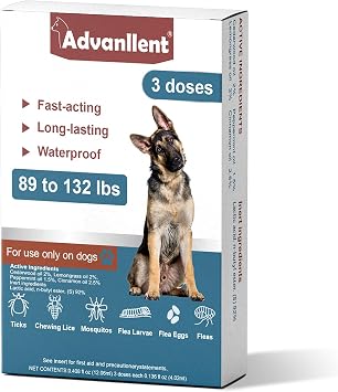 Flea & Tick Prevention 3 Doses for Extra Large Dogs 89-132 Pound | Flea and Tick Treatment & Control for Dog, Topical Dog Drops Waterproof 24 Hour Fast Acting, 6 Month Supply