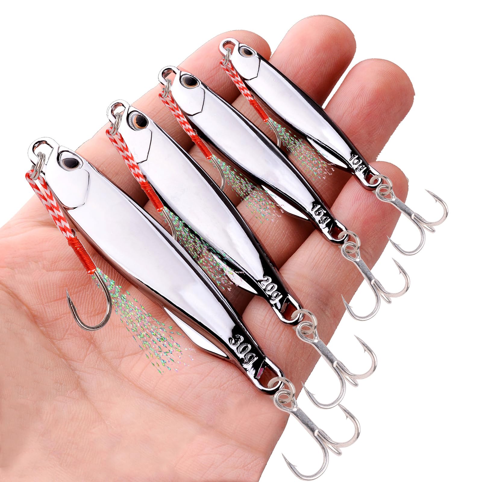 Lot de 8 leurres en métal en fonte pour pêche - Appâts de mer - Appâts artificiels