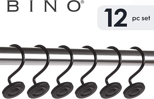 Miniatura 5 de BINO Ganchos para cortina de ducha  Níquel cepillado  Juego de 12  Ganchos para cortina de ducha  Ganchos para cortina de ducha  Ganchos de cortina