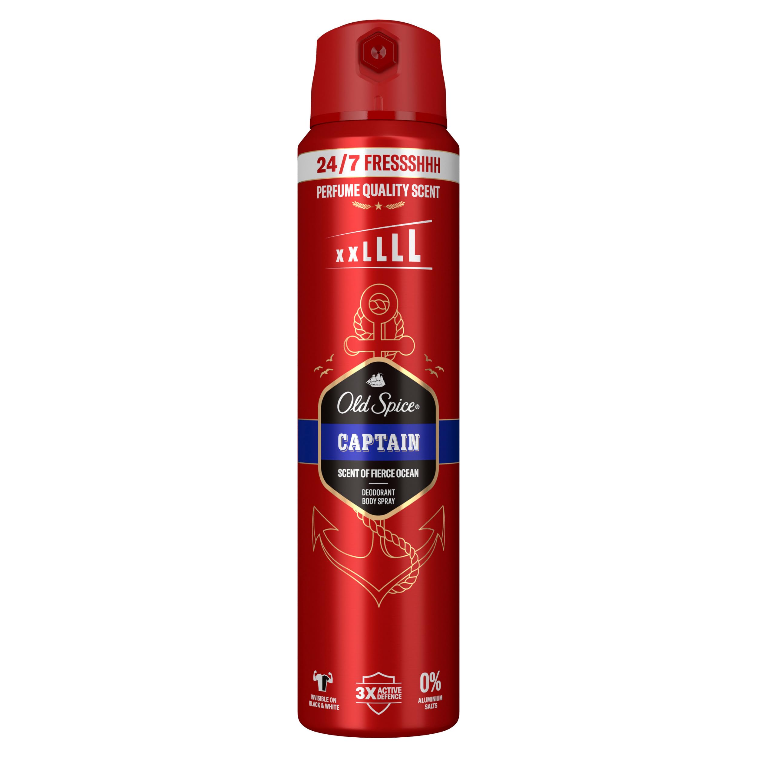 Old Spice Captain Deospray für Männer 250 ml, 24/7 Frischhh bei täglicher Anwendung, Langanhaltender Duft in Parfumqualität, Schutz vor Gerüchen, Ohne Aluminiumsalze, Unsichtbar auf Schwarz und Weiß
