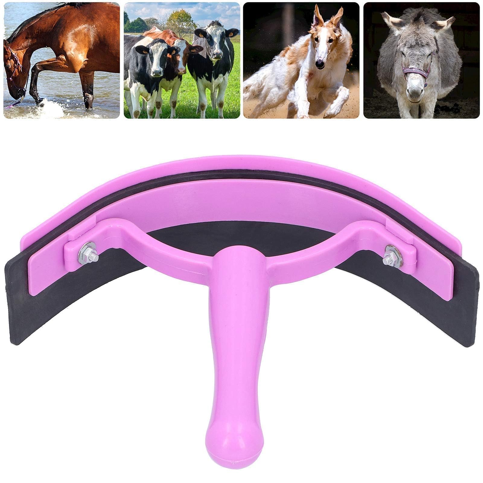 Cyrank Raspador De Goma para Caballos, Agarre Suave, Plástico, Goma, Rascador De Sudor para Caballos, Suministros De Baño para Caballos