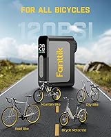 Vista 7 de Fanttik X10 Ace Mini Bomba de Bicicleta con Medidor, Bomba de Bicicleta Eléctrica Pequeña de 120 PSI con Válvula Presta y Schrader, Parada