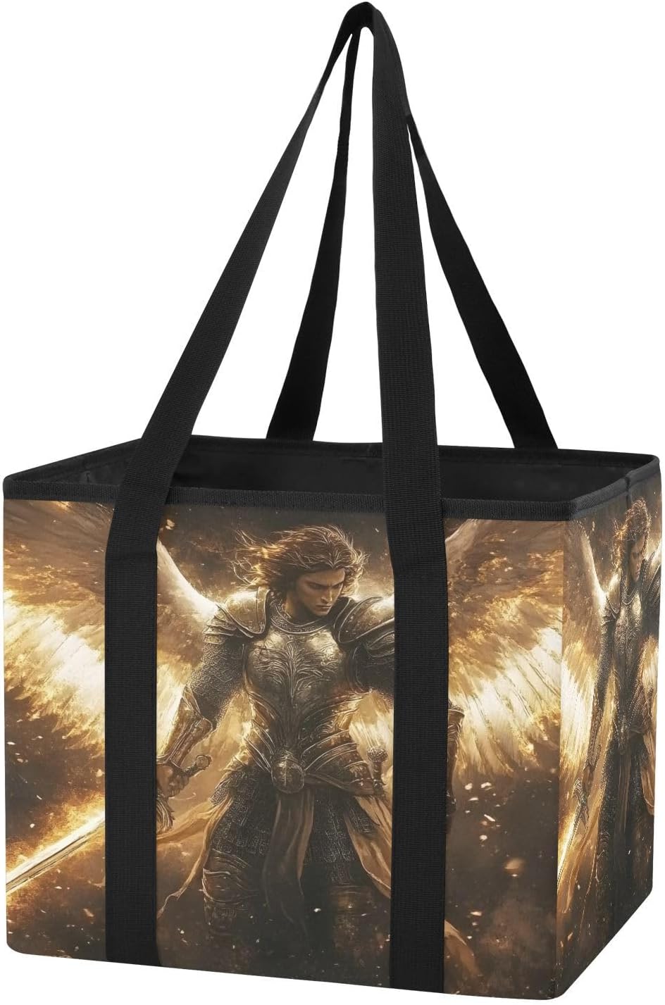 Car Trunk Organizer Archangel Sword Wing for SUV, Collapsible Storage Bin with Handles, Heavy Duty 600D Oxford Water-Resistant Foldable Tote for Back Seat, Groceries, Tools, Travel, Camping