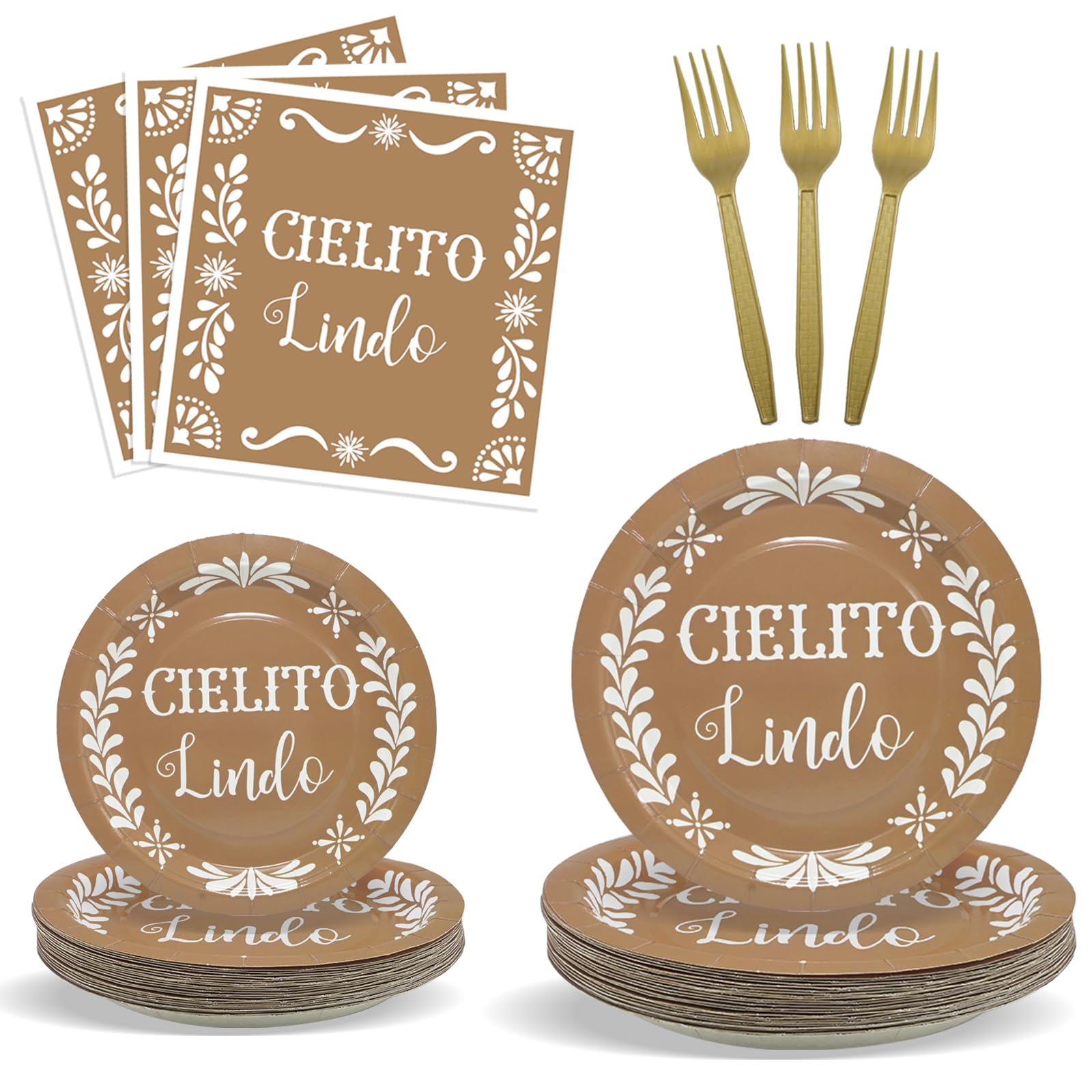 100 Stück Mexikanische Pappteller „Cielito Lindo“ – Wasserdicht, 17,8 Cm, Design Wie Tonkeramik, Perfekt Für Fiesta, Baby-Party & Geburtstag