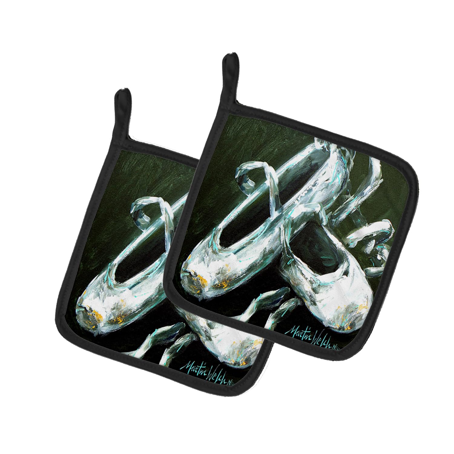Agarraderas para ollas antideslizantes Ballet Golden Toes de tela