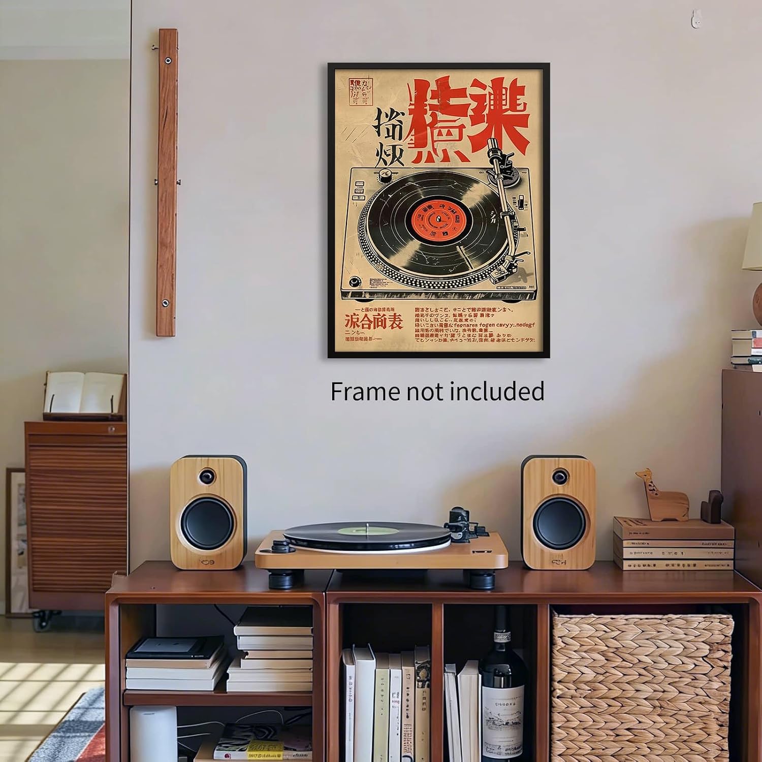 Japanese Canvas Wall Art Vintage Record Player Music Poster Retro Ukiyo-e Asian Decor Japan Tokyo Music Nostalgia Print Painting 12x16inch Unframed for Bedroom Bar Office Decorations Artwork image 4