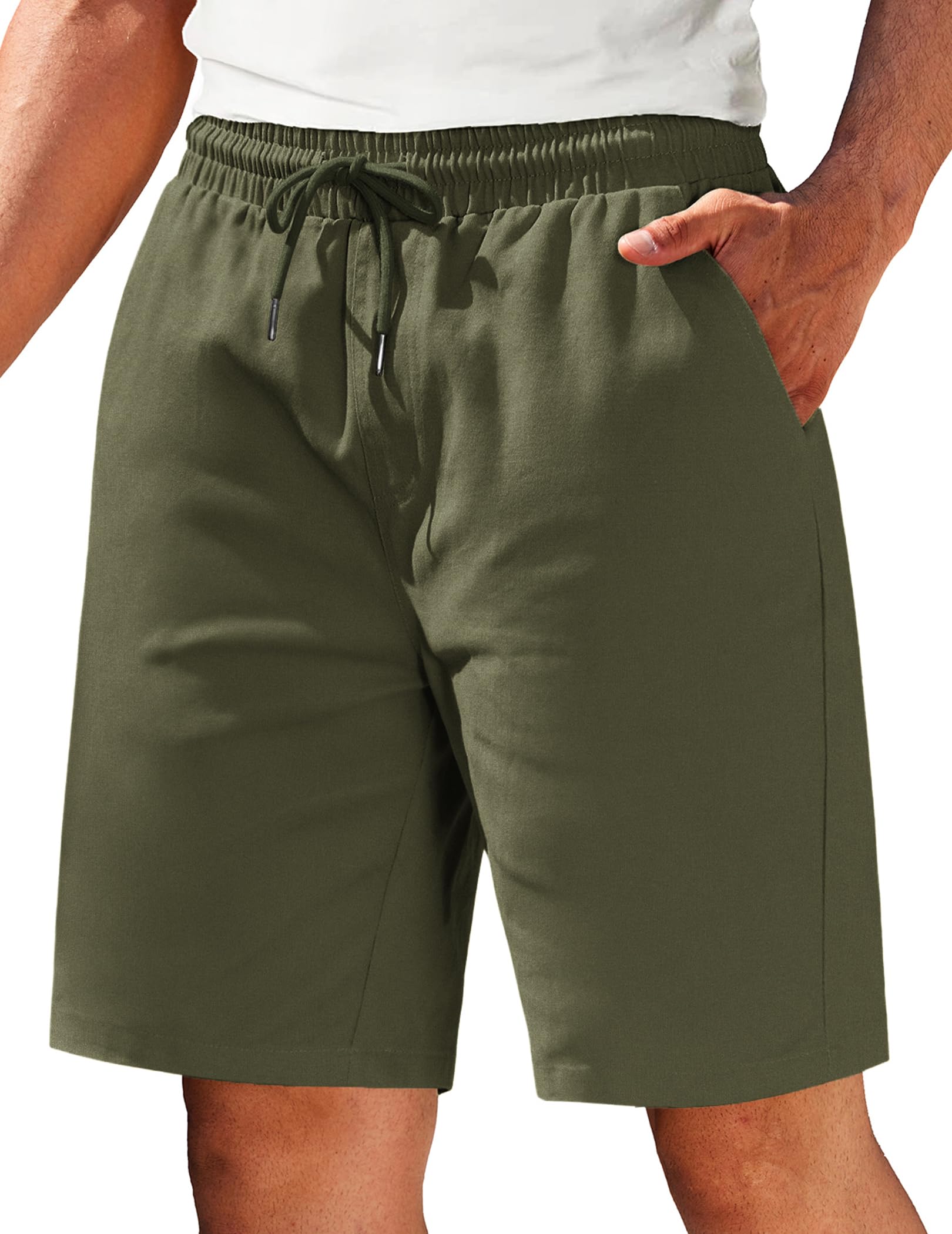 COOFANDY Herren Shorts Sommer Kurze Hosen Baumwolle Sommerhose Kurze Freizeithose mit Gummizug Strandhose Elastische Taille Casual Shorts