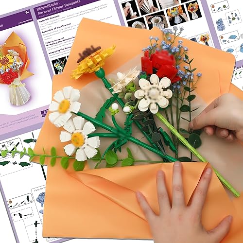 Miniatura 4 de Sense&Play Kit de construcción de ramo de flores, juguetes de construcción de flores artificiales con rosas, jazmines y más  Juego de bloques de
