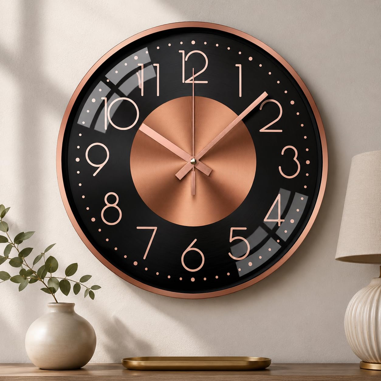 Horloge murale moderne silencieuse grand affichage chiffres pour bureau et maison