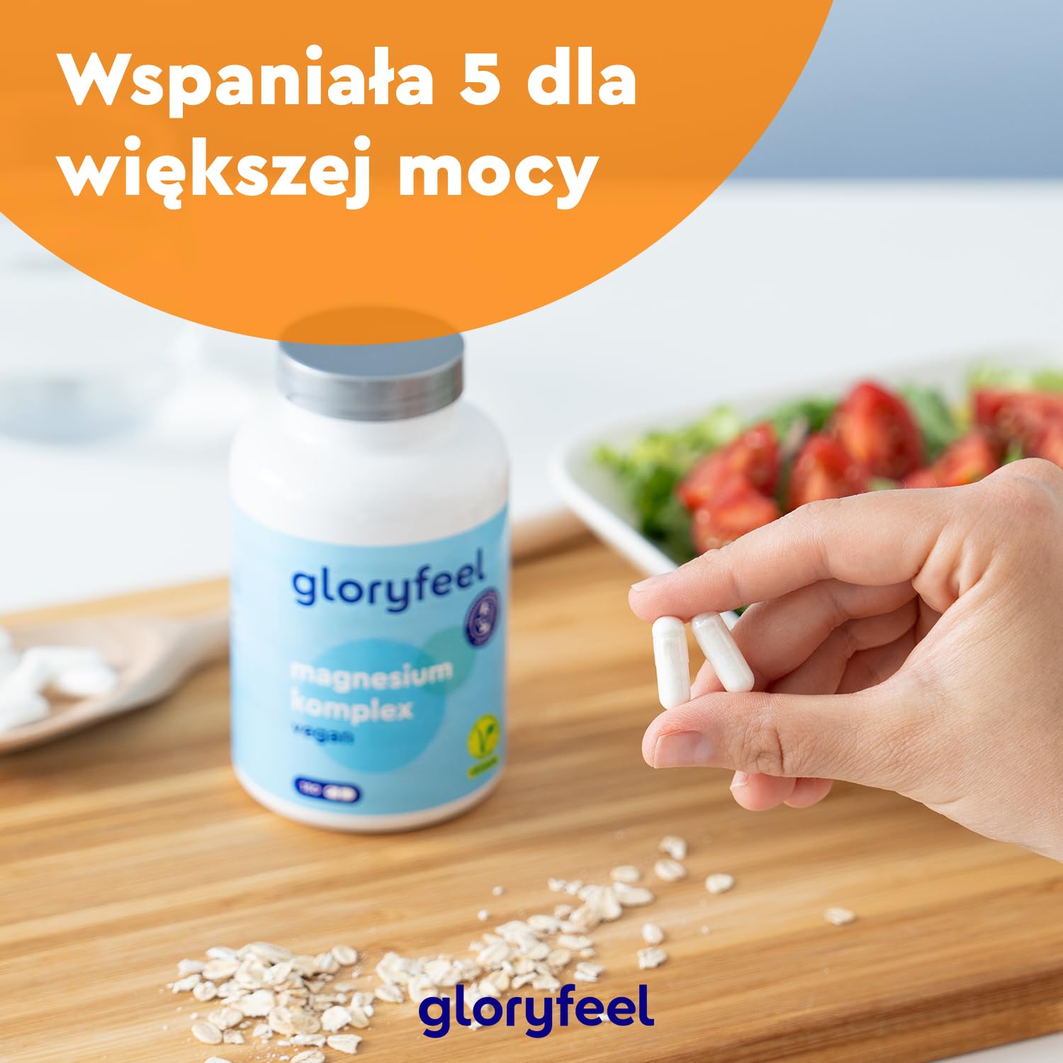 Kompleks magnezu - 5 związków Premium - dicytrynian, tlenek, bisglicynian, jabłczan i askorbinian magnezu - bioaktywne źródła magnezu - wegańskie, testowane, wyprodukowane w Niemczech bez dodatków