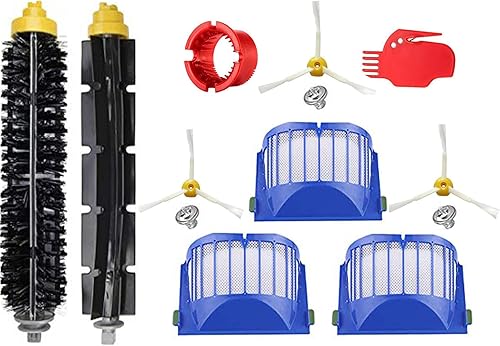 DLD Accesorio para Irobot Roomba 600 610 620 650 Series Kit de piezas de repuesto para aspiradoras, incluye 3 filtros, cepillo lateral y 1 cepillo