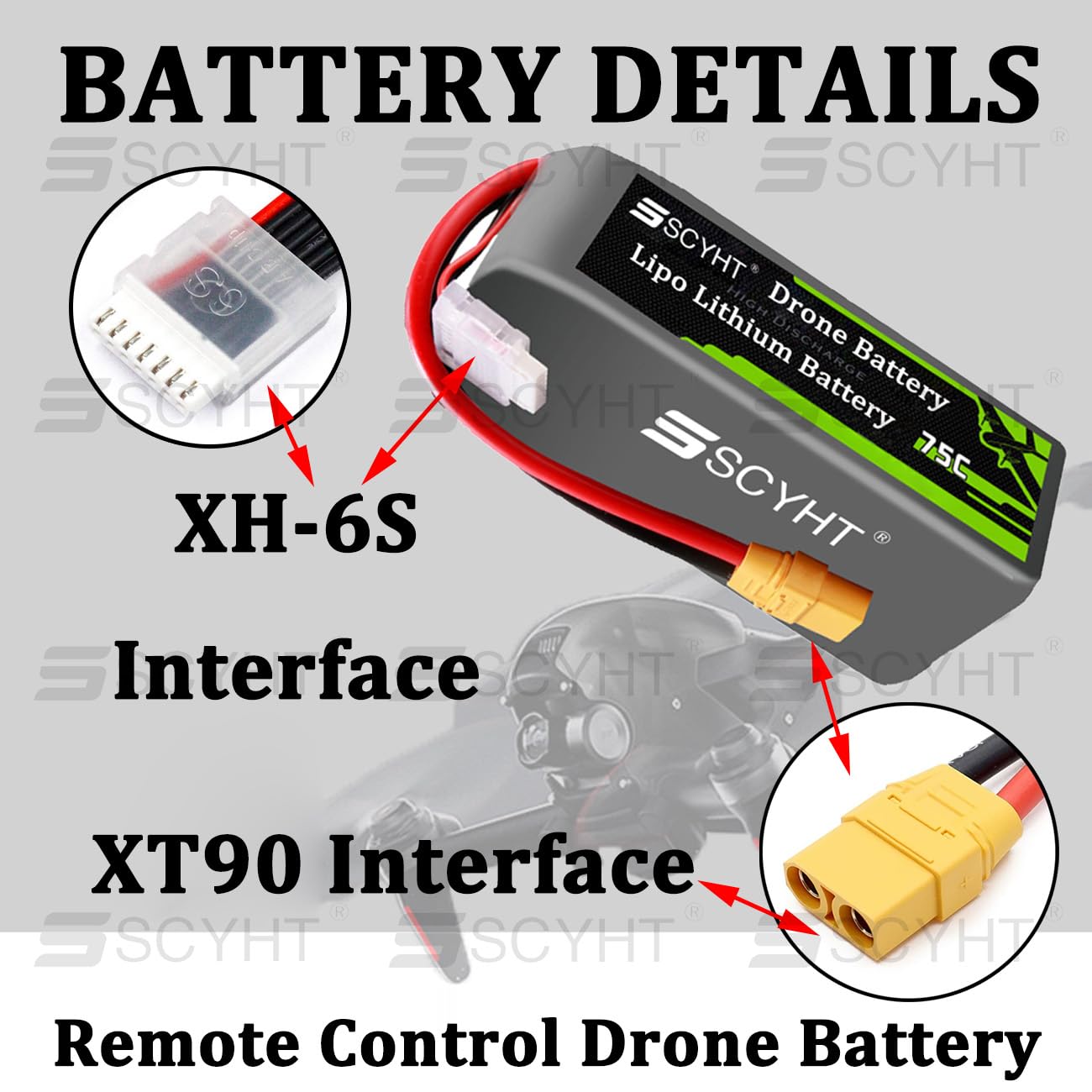 Batteria per Drone 4S 14,8V Batteria al Litio 6S 22,2V Batterie LiPo 7Ah Batterie Ricaricabili per Aeromodelli con Scheda di Protezione BMS Integrata e XT90,22.2v3300mah 75c