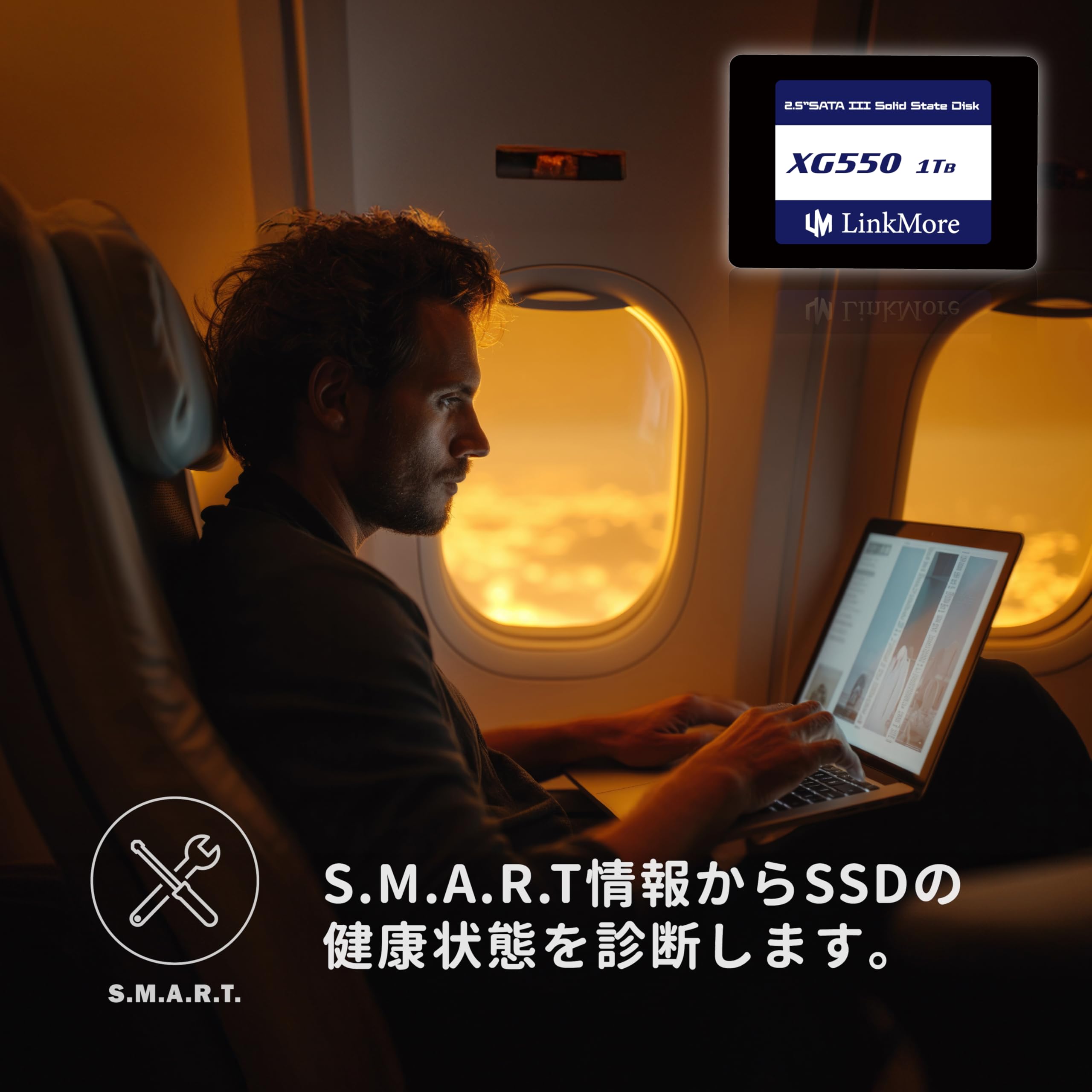 LinkMore XG550 1 TB SSD interno SATA III da 2,5" (6 Gb/s), disco SSD, velocità di lettura fino a 550 MB/s, compatibile con laptop e PC desktop da 2,5