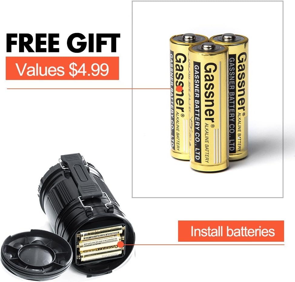 Winner Outfitters 2 Pack/1 Pack Portable Outdoor COB Camping Lantern with LED Flashlight, Great Lights for Hiking, Emergencies, Outages, Collapsible(2 Pack-6 AA Batteries & 1 Pack-3 AA Batteries)