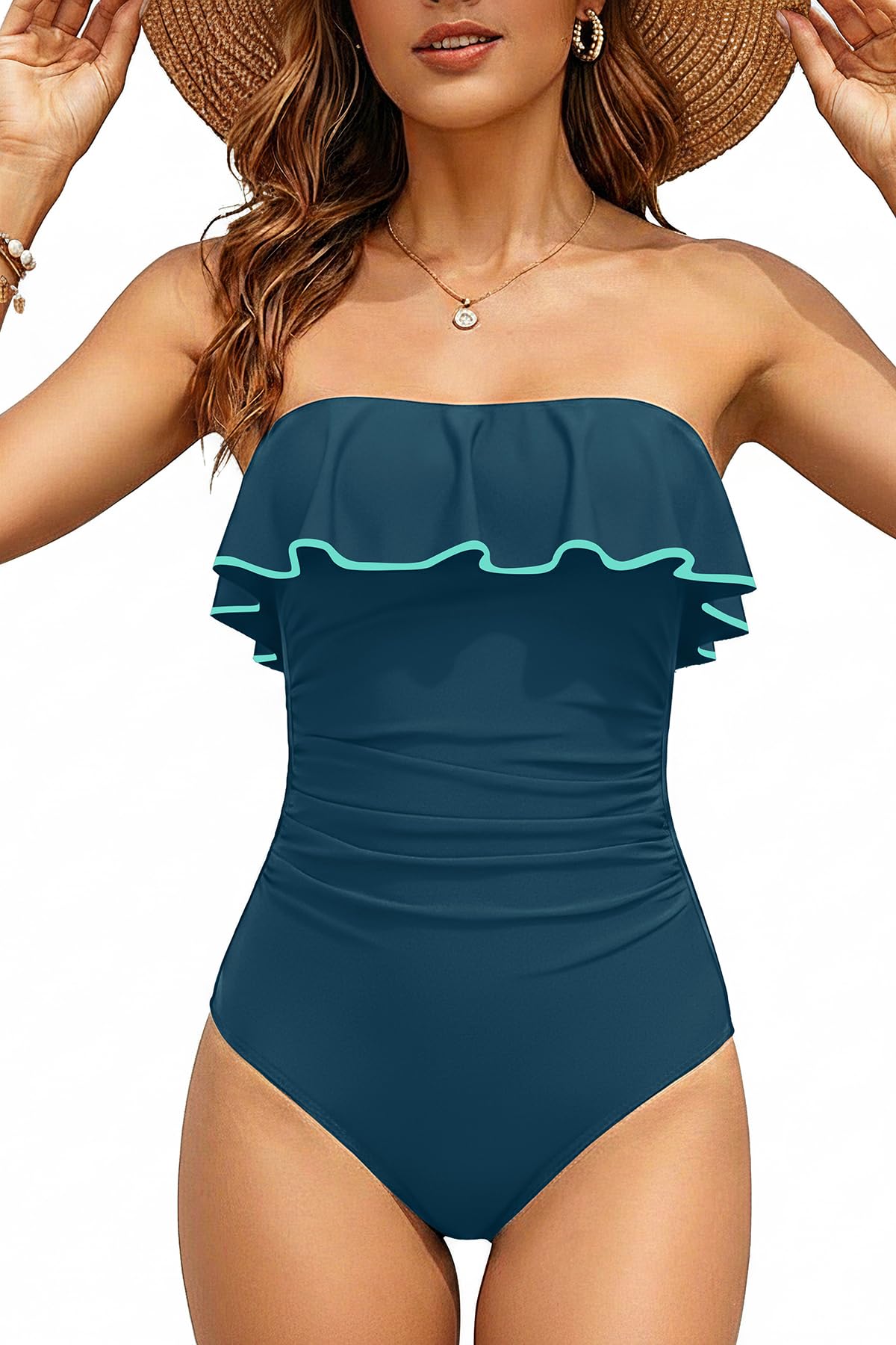 Holipick Strapless One Piece Tummy Control Swimsuits for Women