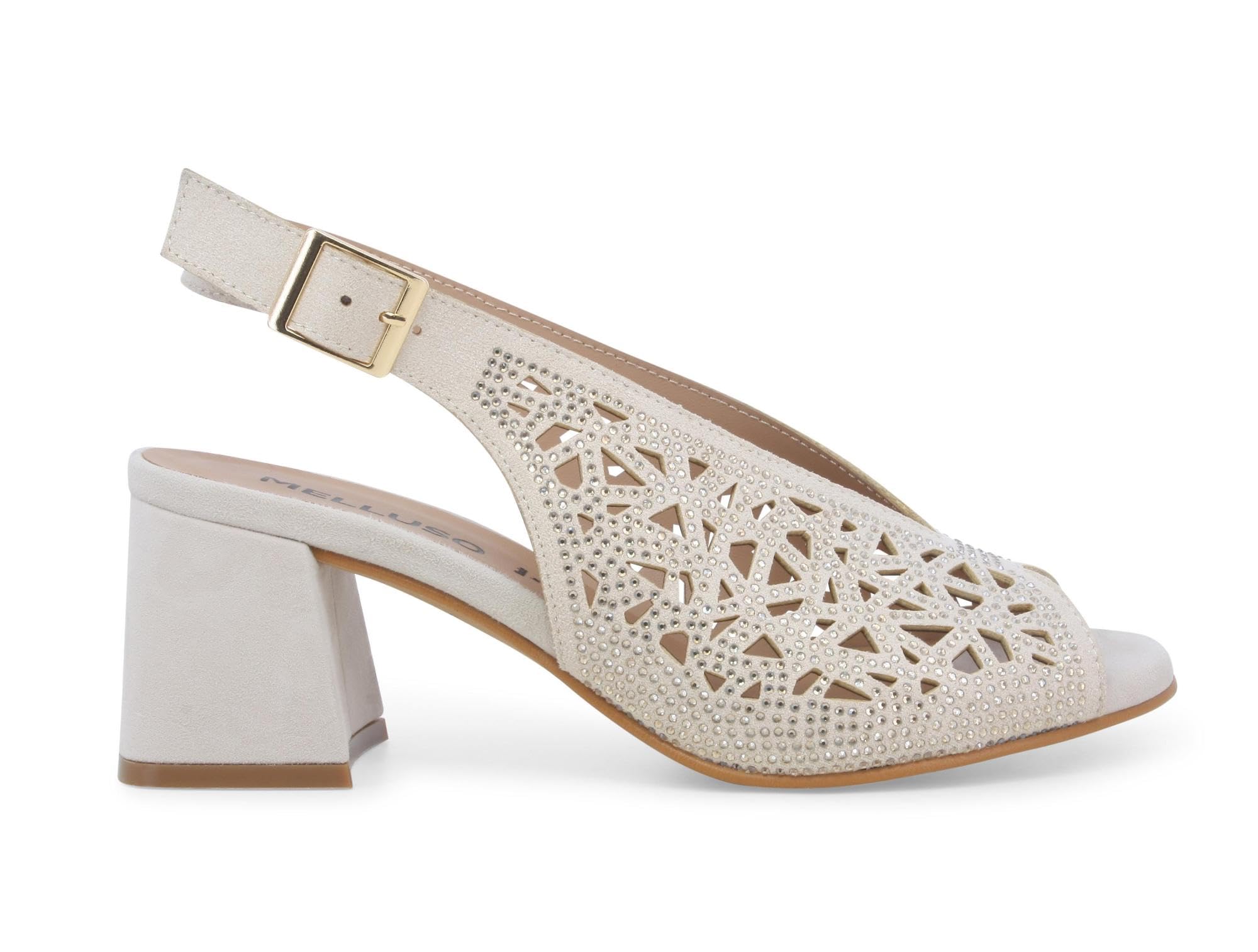 Sandale Bijou ajourée en daim beige clair pointure 42 pour femme raffinée