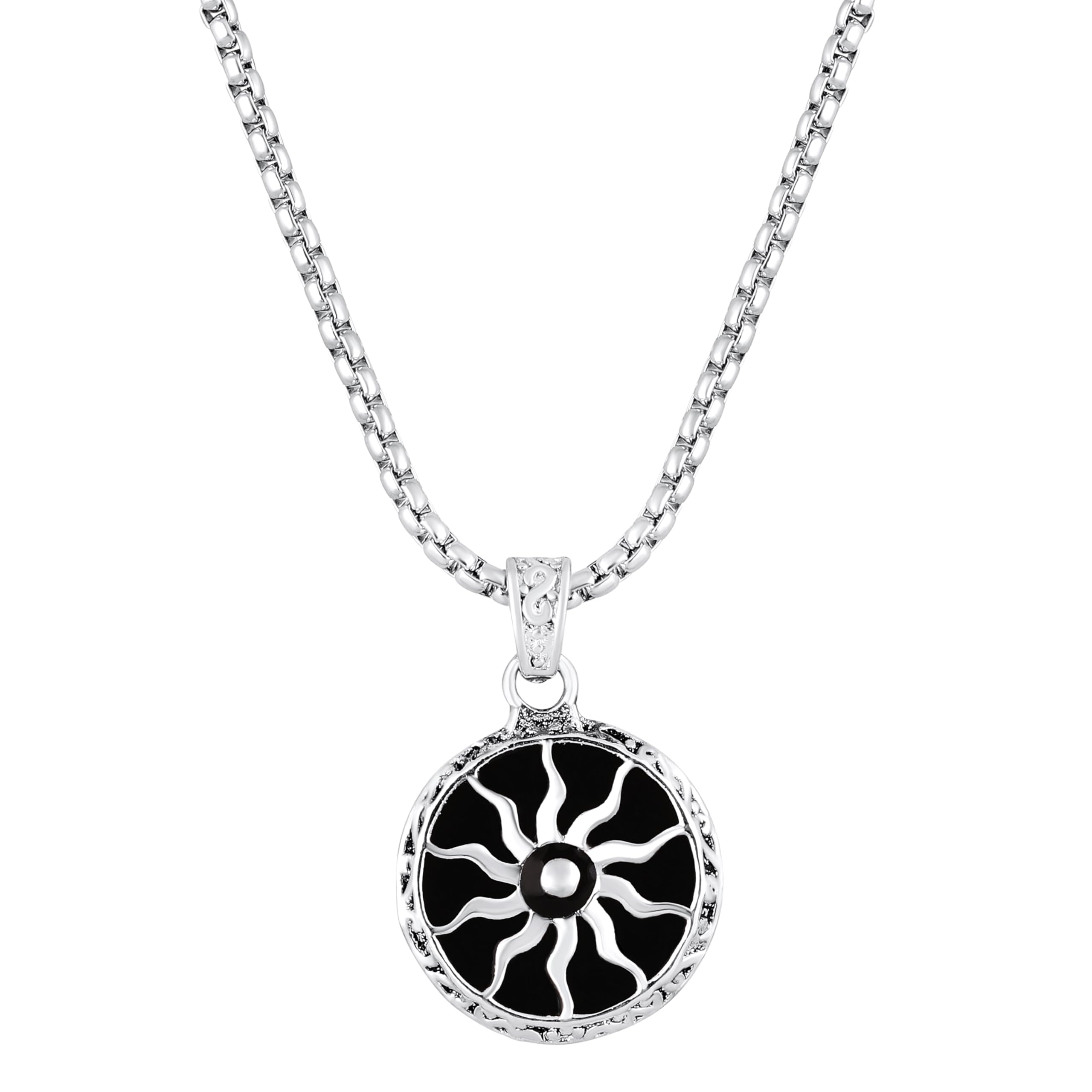 Black Meenakari Work Sun Pendant Locket Necklace for Men and Women (PS1101908R)-image-37