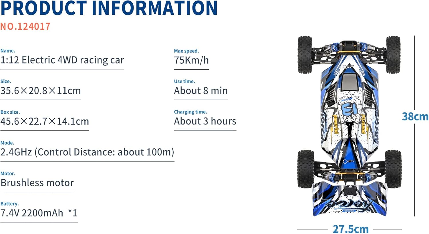 WLtoys 144010 124016/124017 V2 Brushless Truck 75KMH 1/12 AWD 4X4 High Speed RC Car Off-Road Buggy 124017V2-2L2200