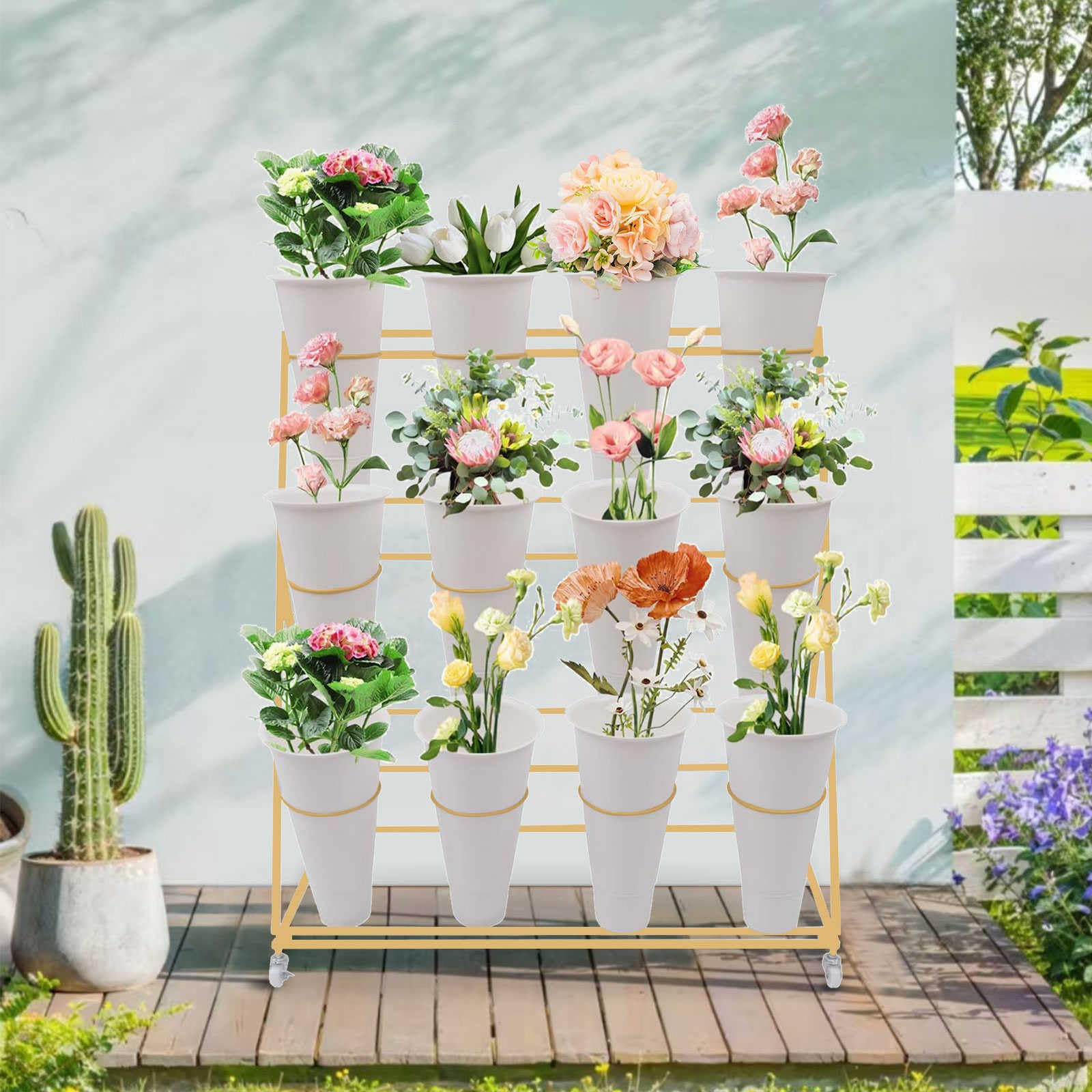 Jardin miniature mobile pour optimiser l'espace avec 12 pots de fleurs