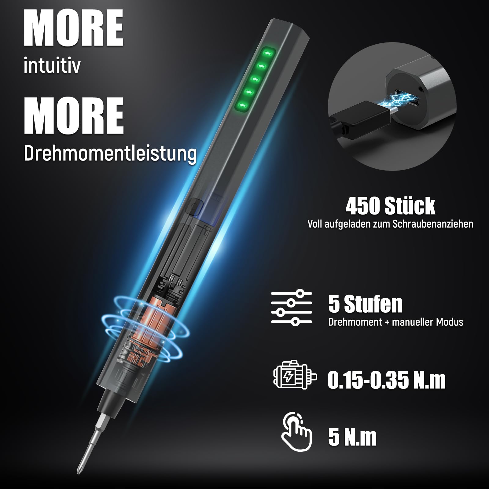 HYCHIKA Elektrischer Precision Schraubendreher Feinmechaniker Set,62-in-1 Electric Screwdriver Set,Präzisionswerkzeug für Elektronik mit Akku,für Handy,Tablet,Xbox,Kamera,Uhr