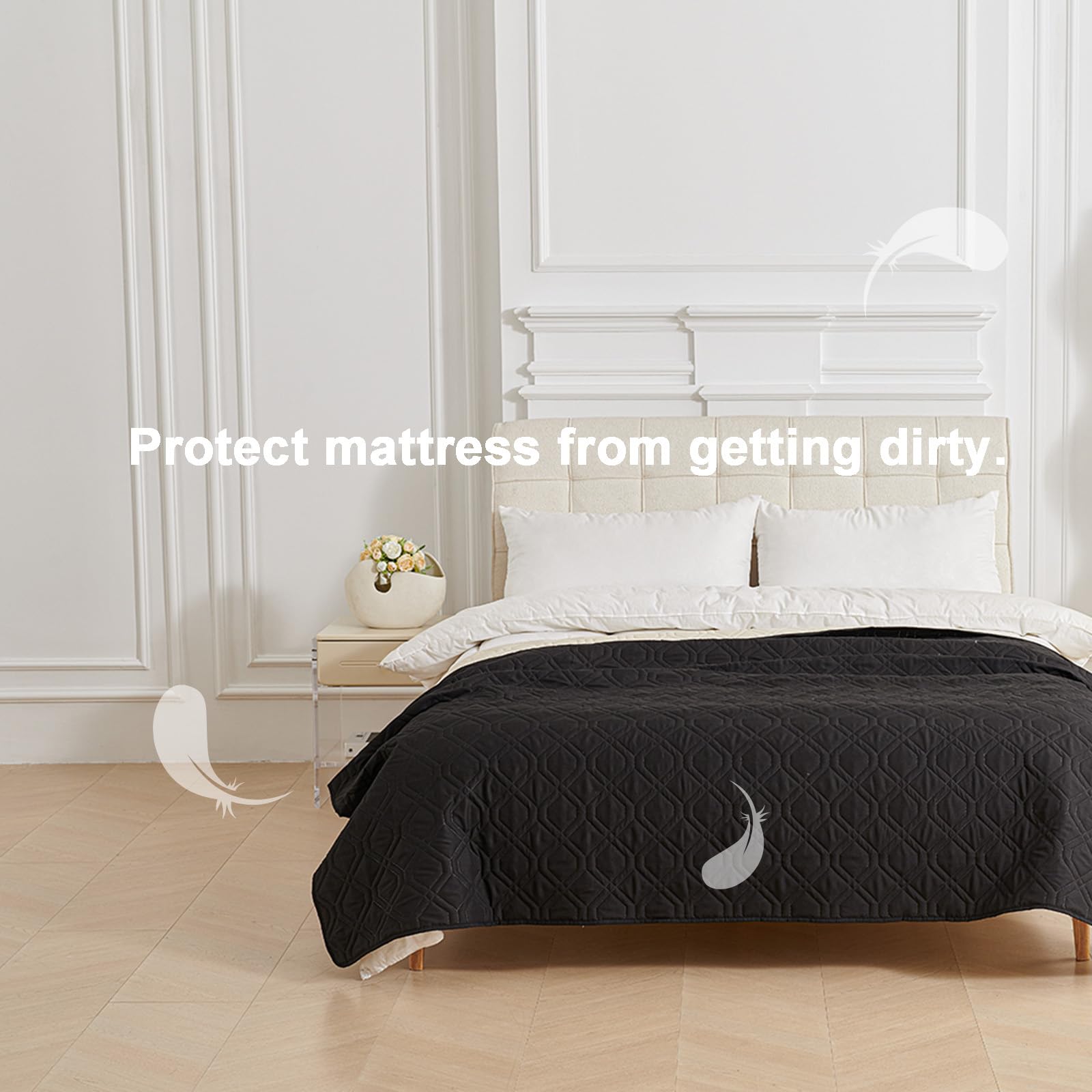 Manta para Perros Impermeable y Manta para Gatos Manta Suave Alfombrilla para Sofá Cama Protección De Mascotas Protector De Sofá Mantas Grandes (Negro,170x210cm)