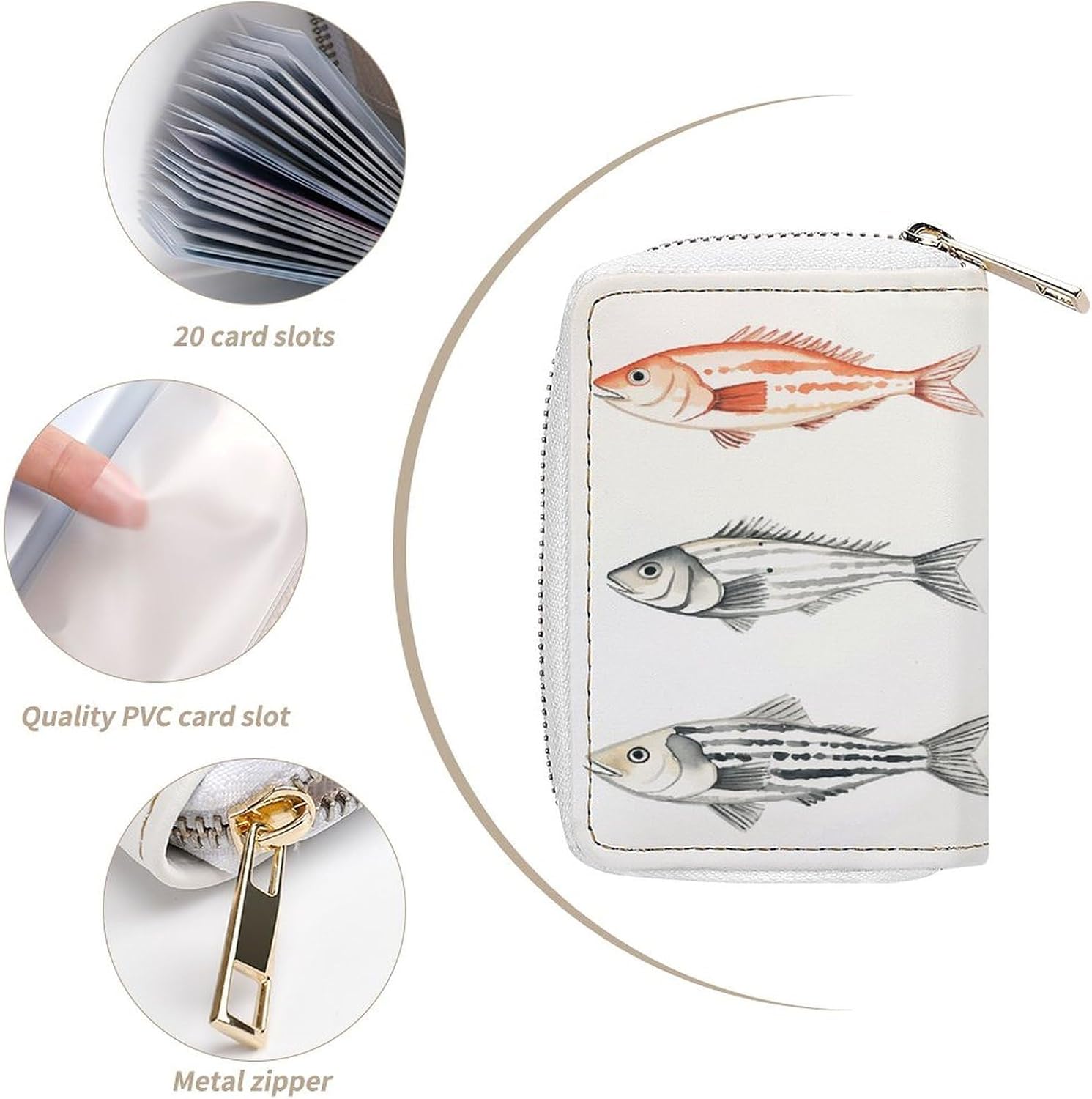 Ink Style Cod Card Holder RFID Blocking,Credit Card Wallet for Women And Men,Card Case Organizer Bag with Zipper