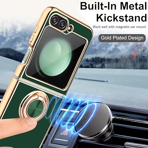 Miniatura 4 de LONTECT Funda para Galaxy Z Flip 5 a prueba de golpes, delgada con soporte magnético, resistente contra caídas, funda protectora para Samsung Galaxy