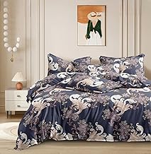 Slazie Reversible King Size Duvet Cover 90x100 in | Premium 300 TC Cotton Double Bed Duvet Cover with Zipper|Same Design on Both Sides with Zipper|Use as Rajai Cover|Comforter Cover| Grey Floral