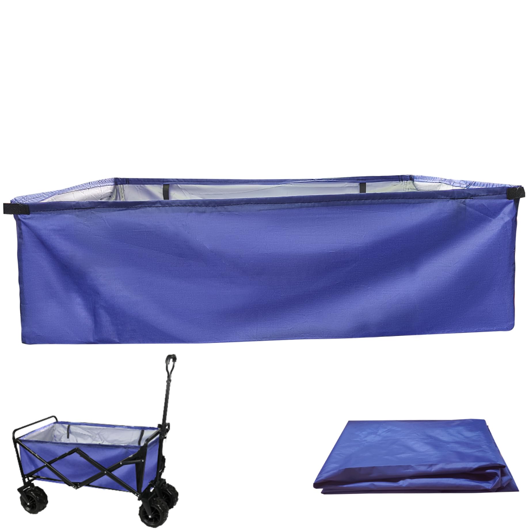 Wagon Liner 33.5x10x20 Inch Waterproof Shopping Cart Liner with Side Pockets Folding Wagon Lining Cloth Bag Replacement Fit Most Foldable Wagons