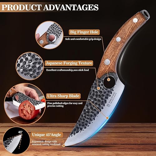 Miniatura 3 de Cuchillo de chef, cuchillo japonés de acero inoxidable, cuchillo de cocina afilado, utilizado para cortar carne, verduras, cocina, senderismo,