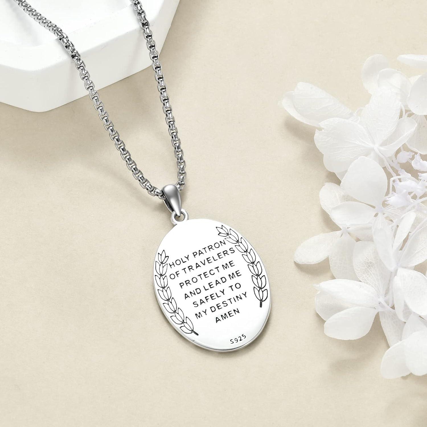 YFN Patron Saint Necklace Sterling Silver Amulet Medal Pendant Religious Protector Jewelry Gifts for Women Men - Image 3