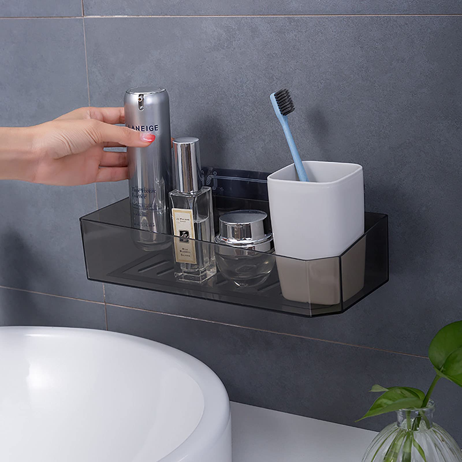 estantes de baño exquisitos Almacenamiento de baño Adhesivo montado en la Pared estantería de Ducha Estante de baño sin Perforaciones para Cocina baño Inodoro/Negro