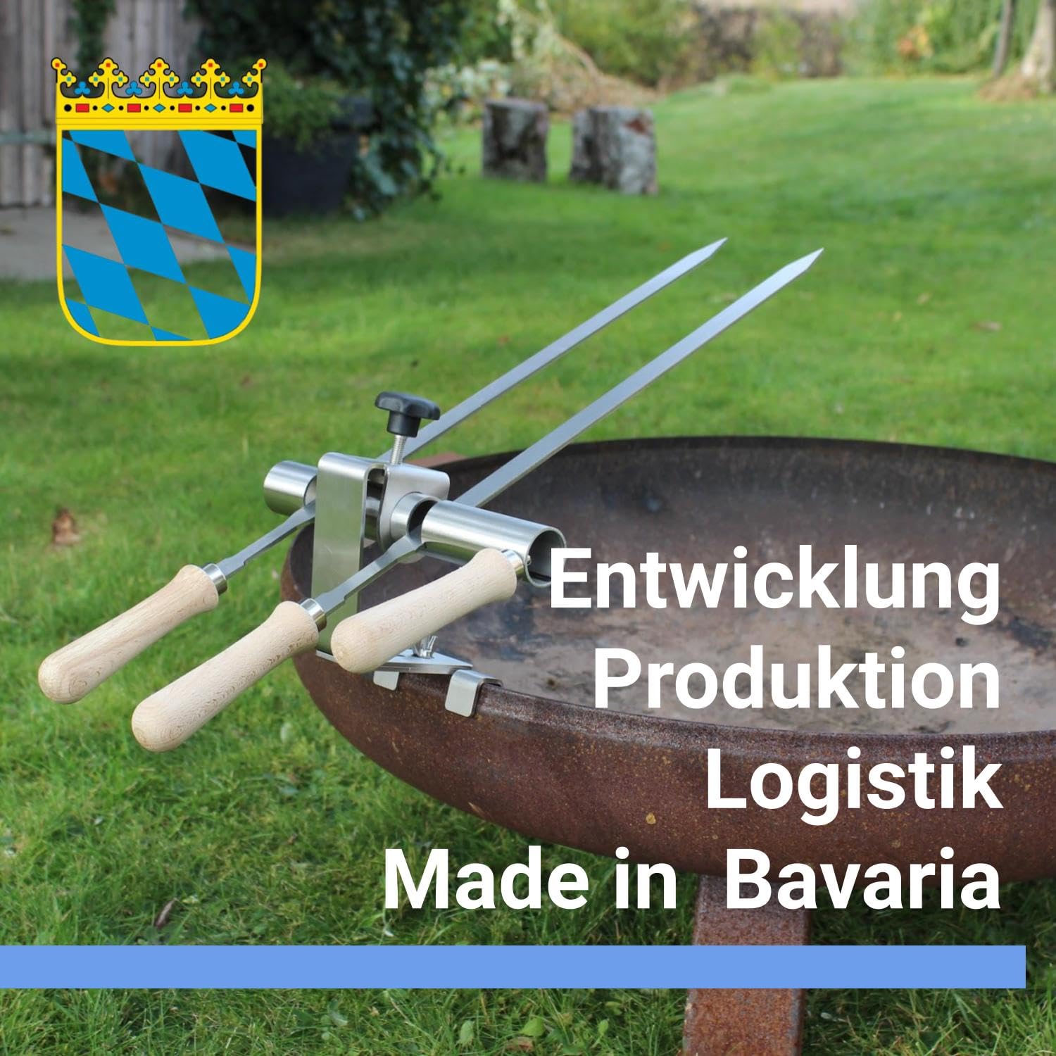 Premium Steckerlfisch Halter für Feuerschale - Platz für 2 Fische - Fisch Grill Aufsatz passt auf jede Feuerschale - stufenlos verstellbar - Fischhalter 100% Edelstahl - Asado Grill für Feuerschale