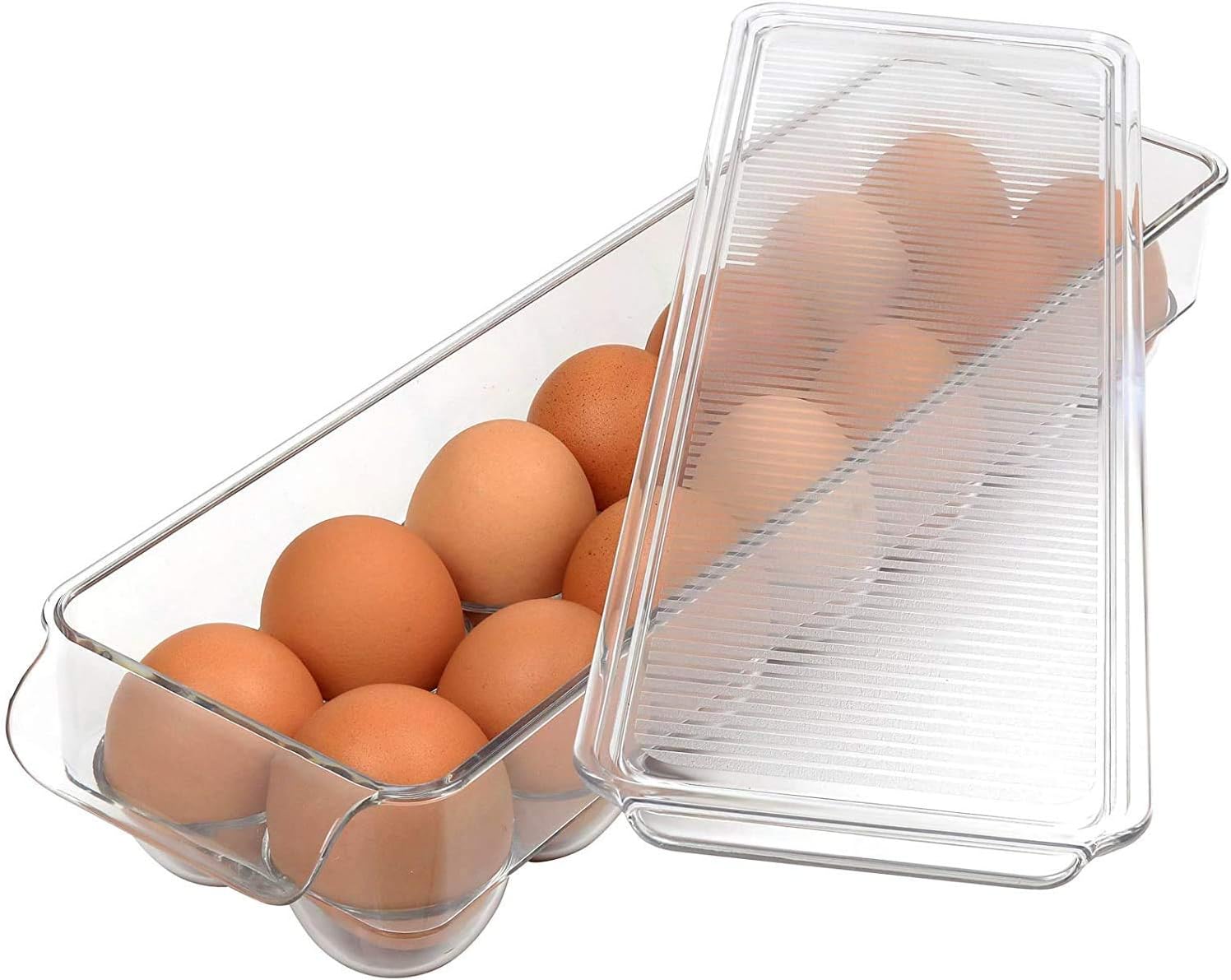 INKULTURE Acrylic Egg Rectangular Storage Box with Lid & Handles for 14 Eggs, Clear
