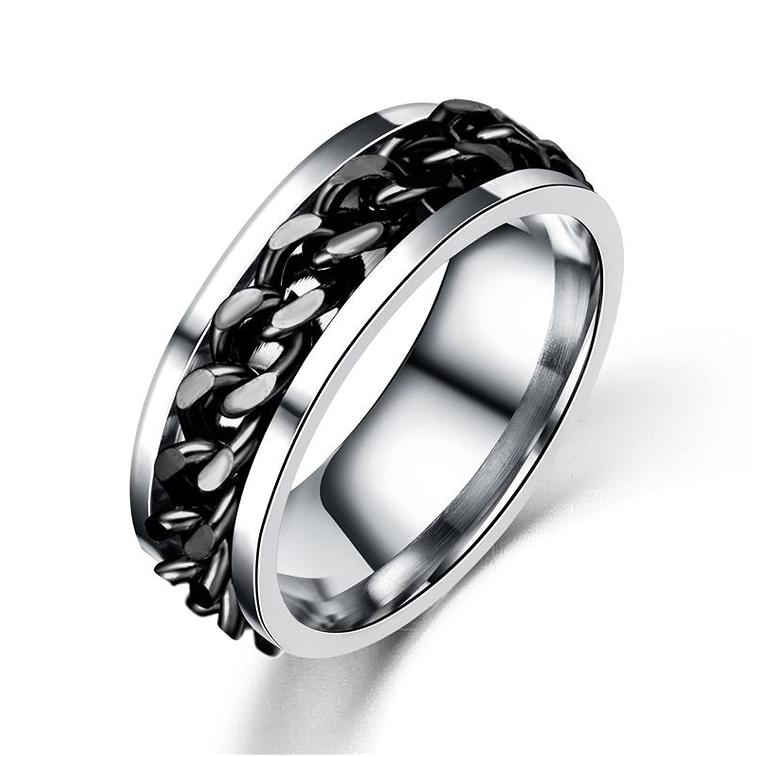Fashion Frill Ravishing Stainless Steel 8mm Rotating Spin Chain Silver Ring For Men and Boys (Silver, 11) (B09NSXRH3K) Amazon Price History, Amazon Price Tracker