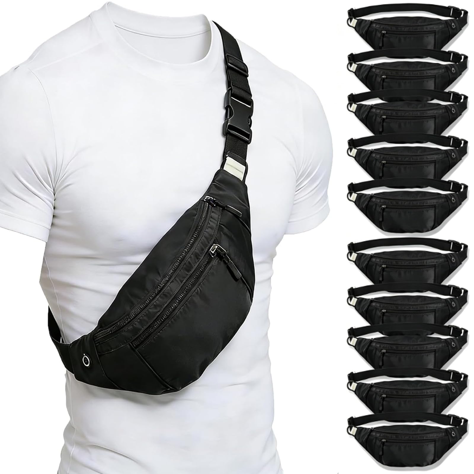 Crossbody-Gürteltasche, große Kapazität, Hüfttasche mit versteckten Reißverschlusstaschen, verstellbarer Riemen, Bauchtasche, wasserdicht, Oxford-Stoff, Reise-Gürteltasche für Outdoor, Einkaufen