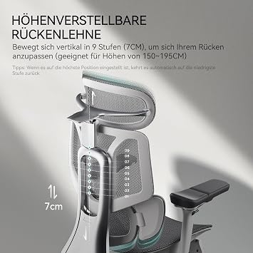 Hbada Ergonomischer Bürostuhl E3 Pro • 3-Zonen Lendenstütze • 4D Kopfstütze • 6D Armlehnen • Fußstütze • Höhenverstellbar • Ideal für Home Office & Gaming (Weiß)